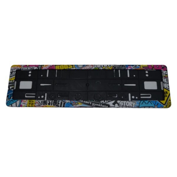 Number Plate Frame Set – Cartoon Graffiti Print | Funky Hydro-Dipped