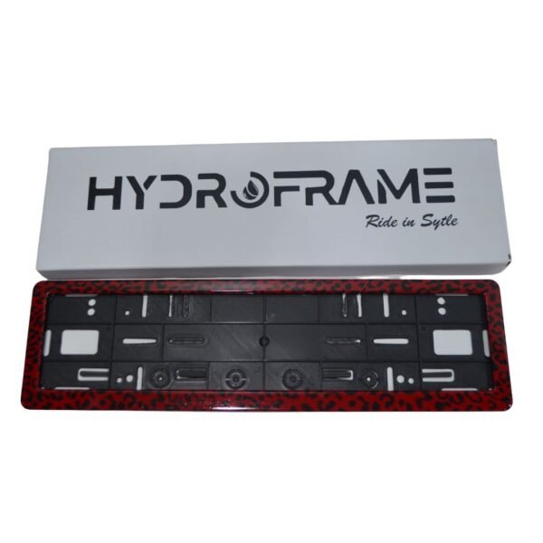 Number Plate Frame Set – Red & Black Tiger Print | Glossy Hydro-Dipped - Image 2
