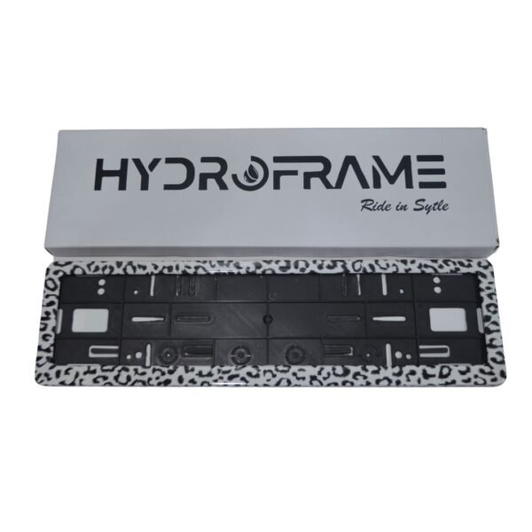 Number Plate Frame Set – Snow Leopard Print | Glossy Hydro-Dipped - Image 2