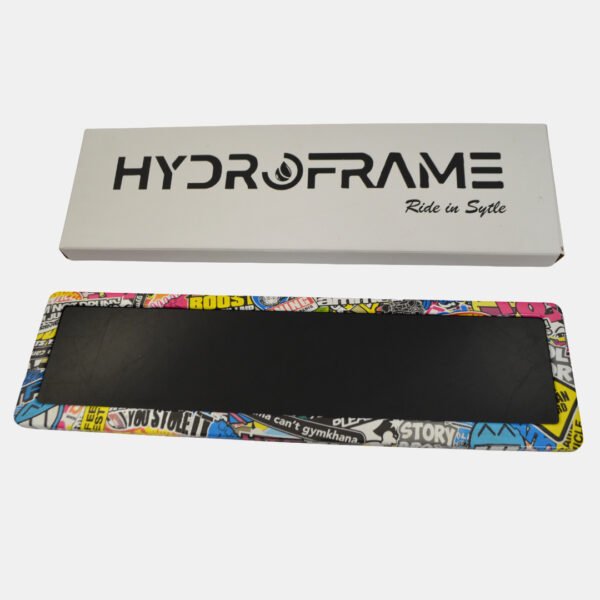 Number Plate Frame Set – Cartoon Graffiti Print | Funky Hydro-Dipped - Image 2