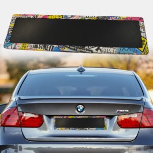 Number Plate Frame Set – Cartoon Graffiti Print | Funky Hydro-Dipped