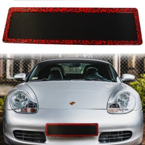 Number Plate Frame Set – Red & Black Tiger Print | Glossy Hydro-Dipped