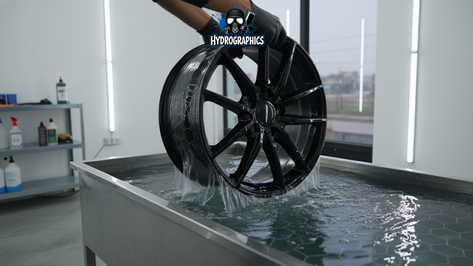 Premium hydrographics design workshop in Noida applying water transfer prints.